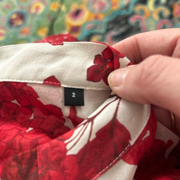 $400 THE KOOPLES size 2  US S to M Silk Hortensia Print Ruffle Blouse - Picture 7 of 7